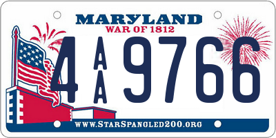 MD license plate 4AA9766