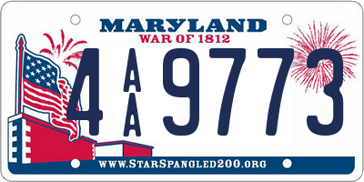 MD license plate 4AA9773