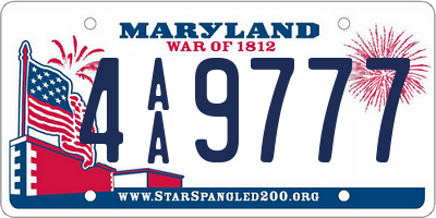 MD license plate 4AA9777