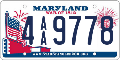 MD license plate 4AA9778