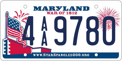 MD license plate 4AA9780