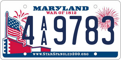 MD license plate 4AA9783