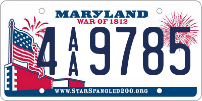 MD license plate 4AA9785