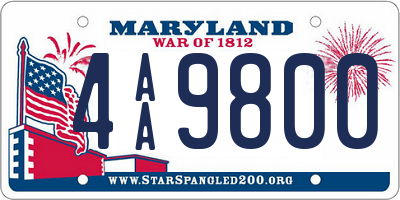 MD license plate 4AA9800