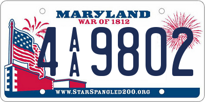 MD license plate 4AA9802