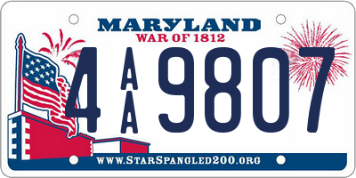 MD license plate 4AA9807