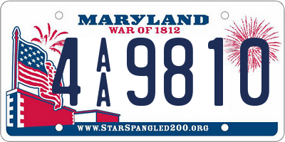 MD license plate 4AA9810