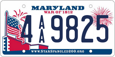 MD license plate 4AA9825