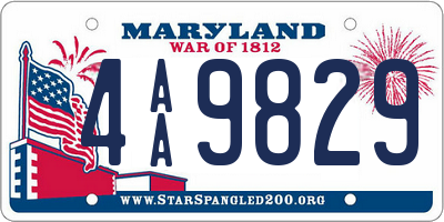 MD license plate 4AA9829