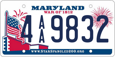 MD license plate 4AA9832