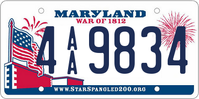 MD license plate 4AA9834