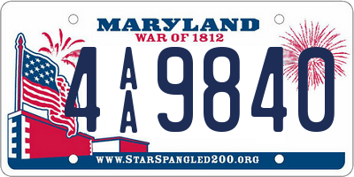 MD license plate 4AA9840