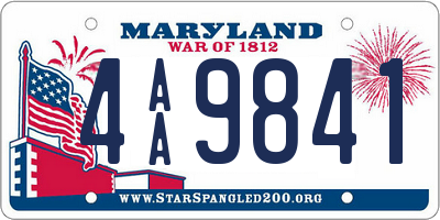 MD license plate 4AA9841