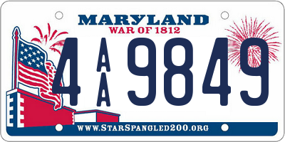 MD license plate 4AA9849