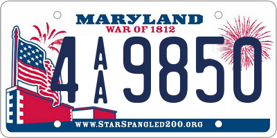 MD license plate 4AA9850