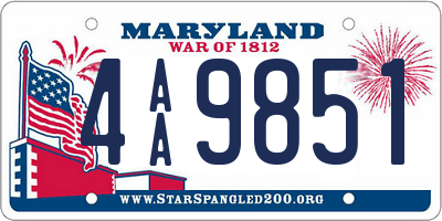 MD license plate 4AA9851