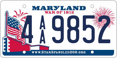 MD license plate 4AA9852