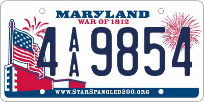 MD license plate 4AA9854