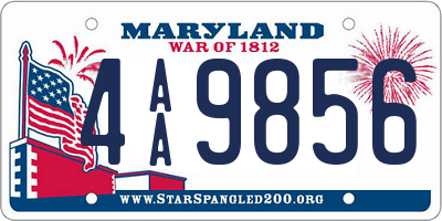 MD license plate 4AA9856