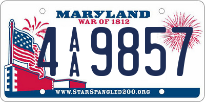 MD license plate 4AA9857