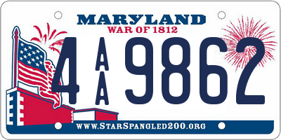 MD license plate 4AA9862