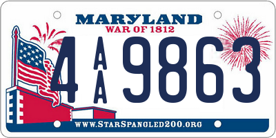 MD license plate 4AA9863