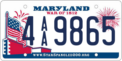 MD license plate 4AA9865