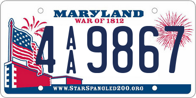 MD license plate 4AA9867