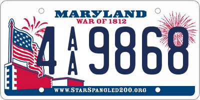 MD license plate 4AA9868