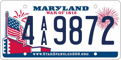 MD license plate 4AA9872