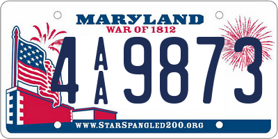 MD license plate 4AA9873