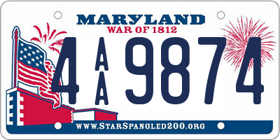 MD license plate 4AA9874