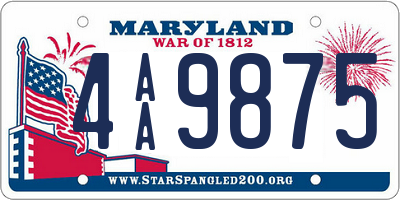 MD license plate 4AA9875