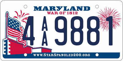 MD license plate 4AA9881