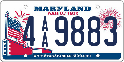 MD license plate 4AA9883