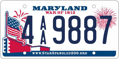 MD license plate 4AA9887