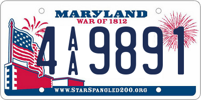 MD license plate 4AA9891