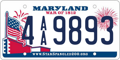 MD license plate 4AA9893