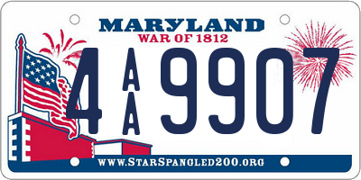 MD license plate 4AA9907