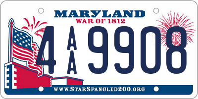 MD license plate 4AA9908