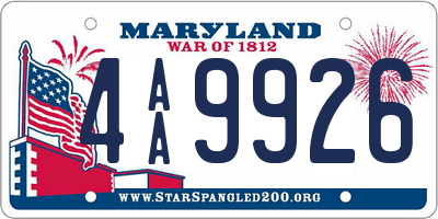 MD license plate 4AA9926