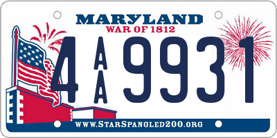 MD license plate 4AA9931