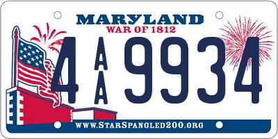 MD license plate 4AA9934