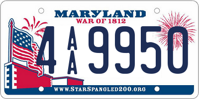 MD license plate 4AA9950