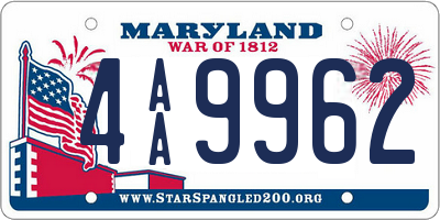 MD license plate 4AA9962