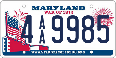 MD license plate 4AA9985