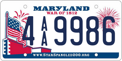 MD license plate 4AA9986