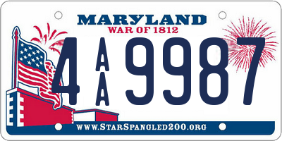 MD license plate 4AA9987
