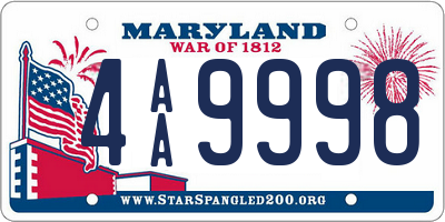 MD license plate 4AA9998