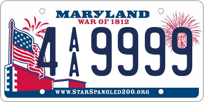 MD license plate 4AA9999